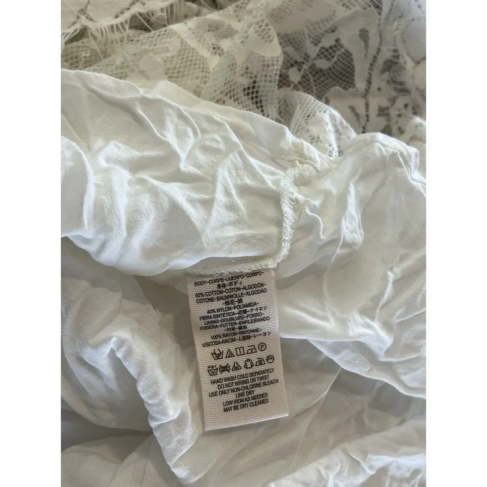 Free People Verushka Lace Mini Dress Ivory Size 6 Semi Sheer - Picture 8 of 12